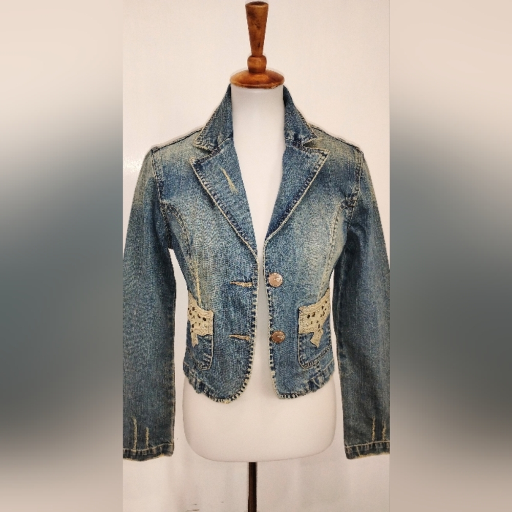 Distressed Mudd Denim Jacket - image 1